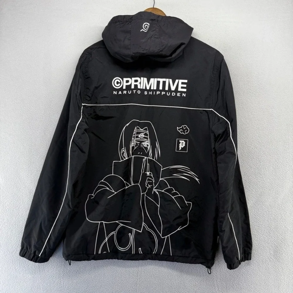 Primitive Naruto Shippuden Jacket Mens Medium Black Itachi Windbreaker Nylon